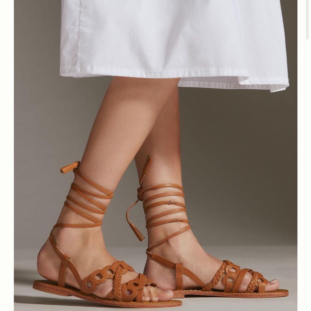Pilco Anthropologie NWOT Tie-Up Strappy Sandals Leather Size 7